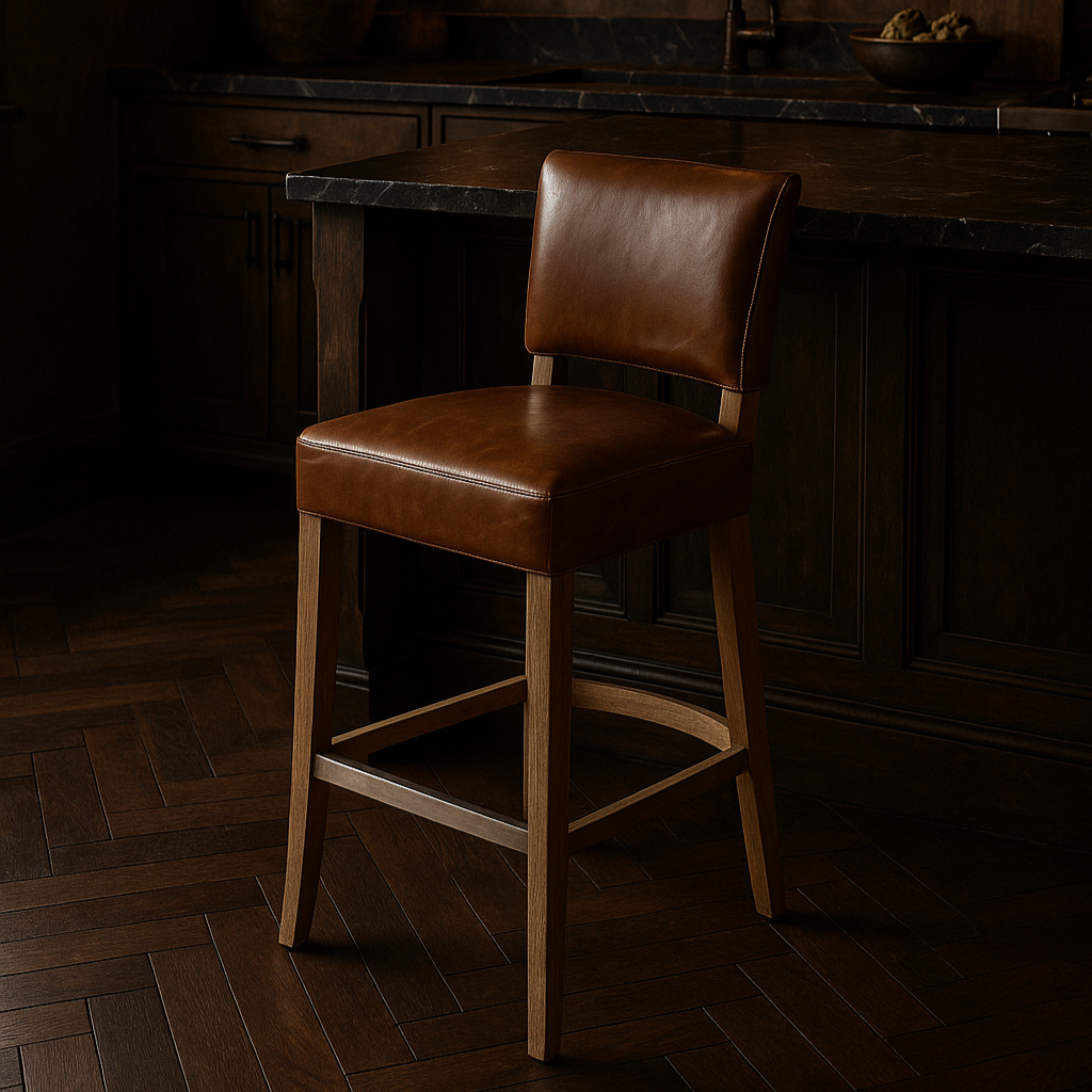 Leather Donna Bar Counter Stool (PAIR) - Luxury Interiors