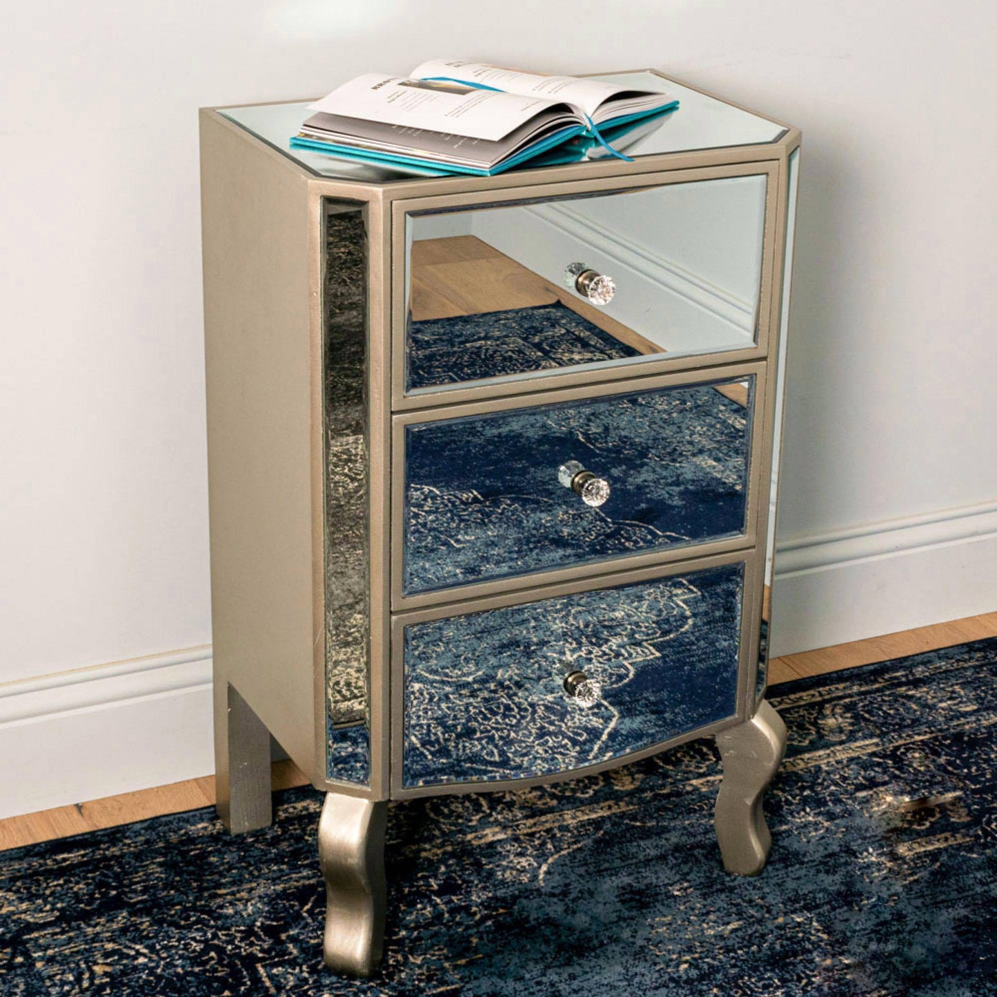 3 Drawer Reflections Curved Leg Locker - Luxury Interiors