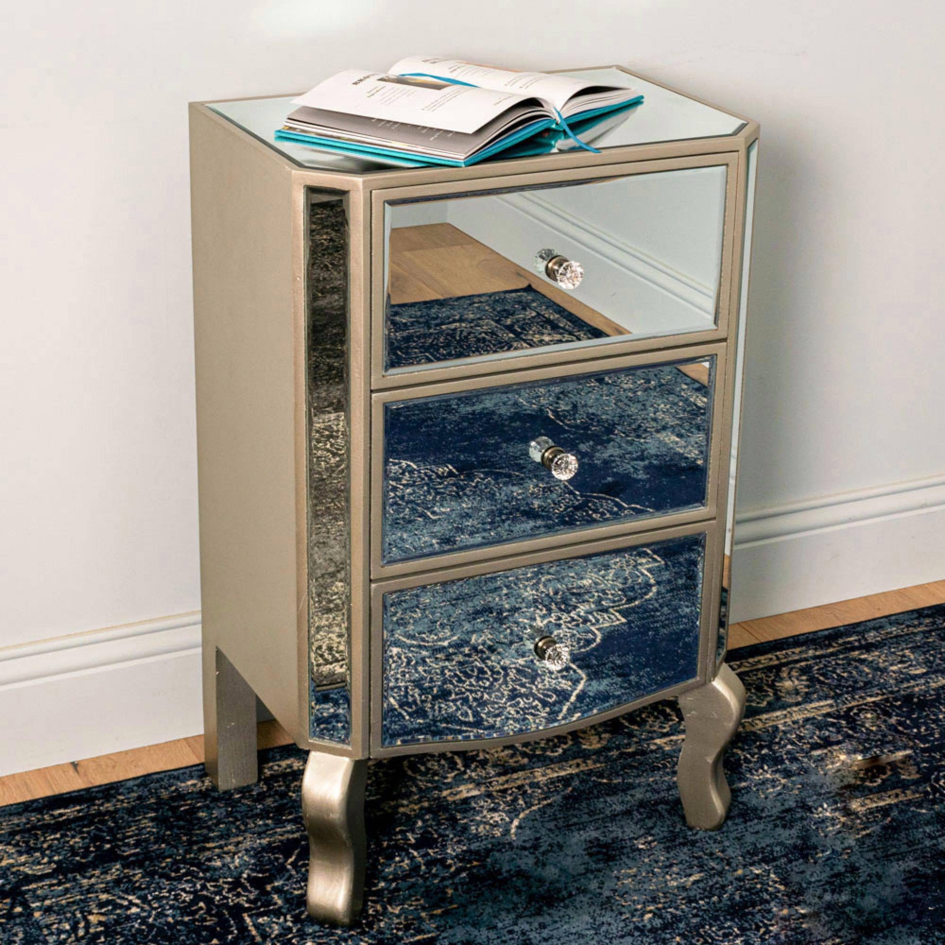 3 Drawer Reflections Curved Leg Locker - Luxury Interiors