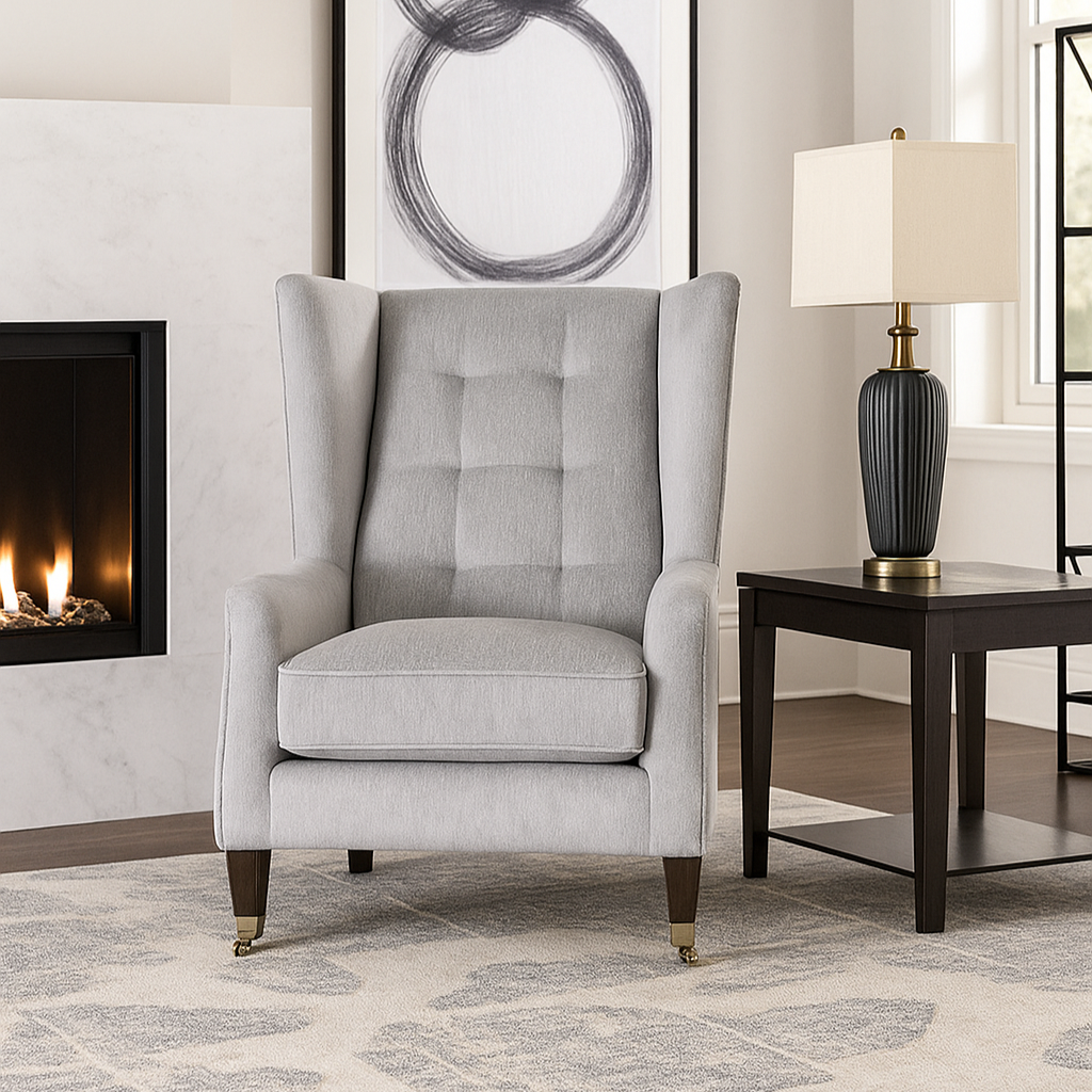 New Belvedere Chenille Throne Armchair - Luxury Interiors