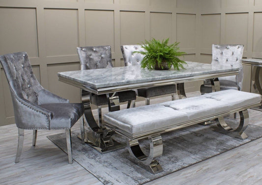 Arianna Marble Dining Set With Bench