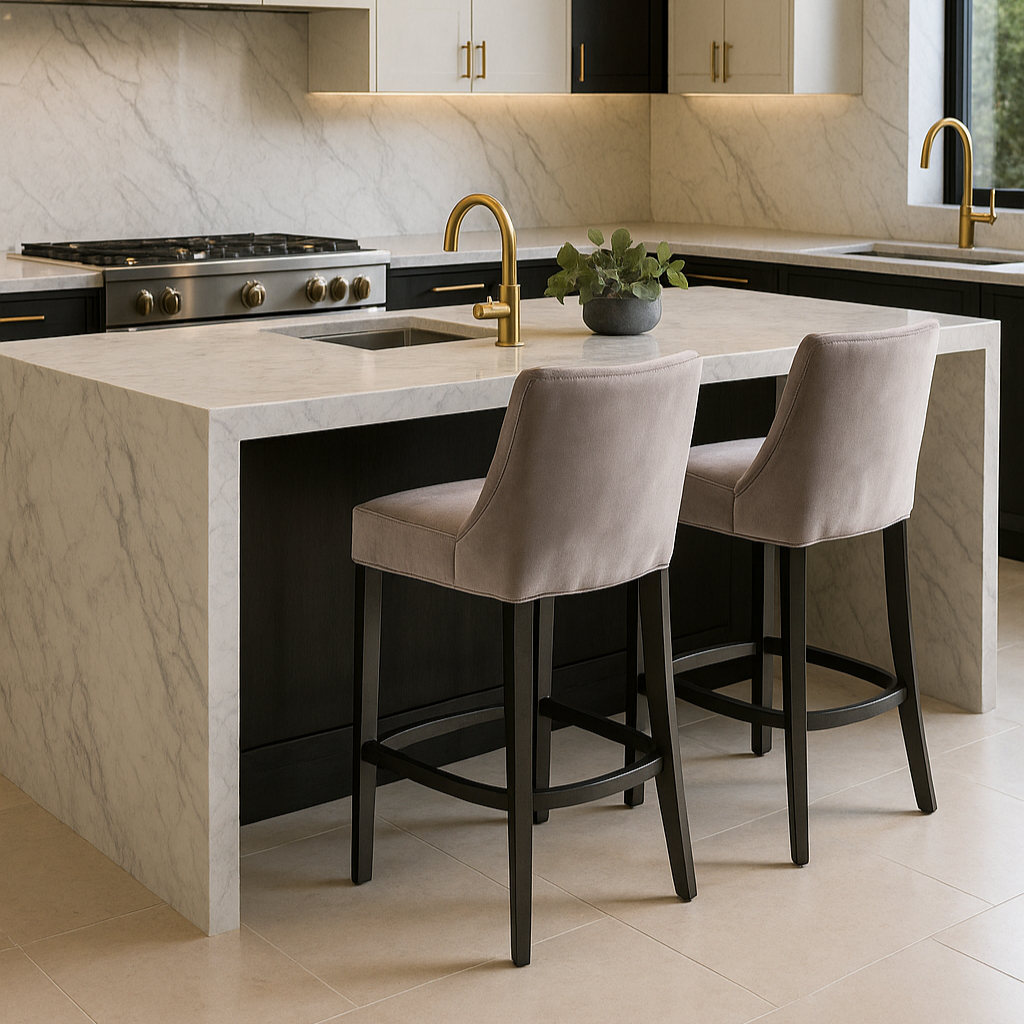 Izmir Barstool - Grey Velvet - Luxury Interiors
