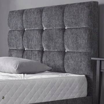 Grey Chenille fabric 2 row diamond headboard 4ft - Luxury Interiors