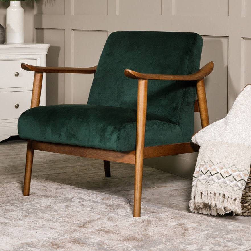 Heather Green Velvet Armchair - Luxury Interiors
