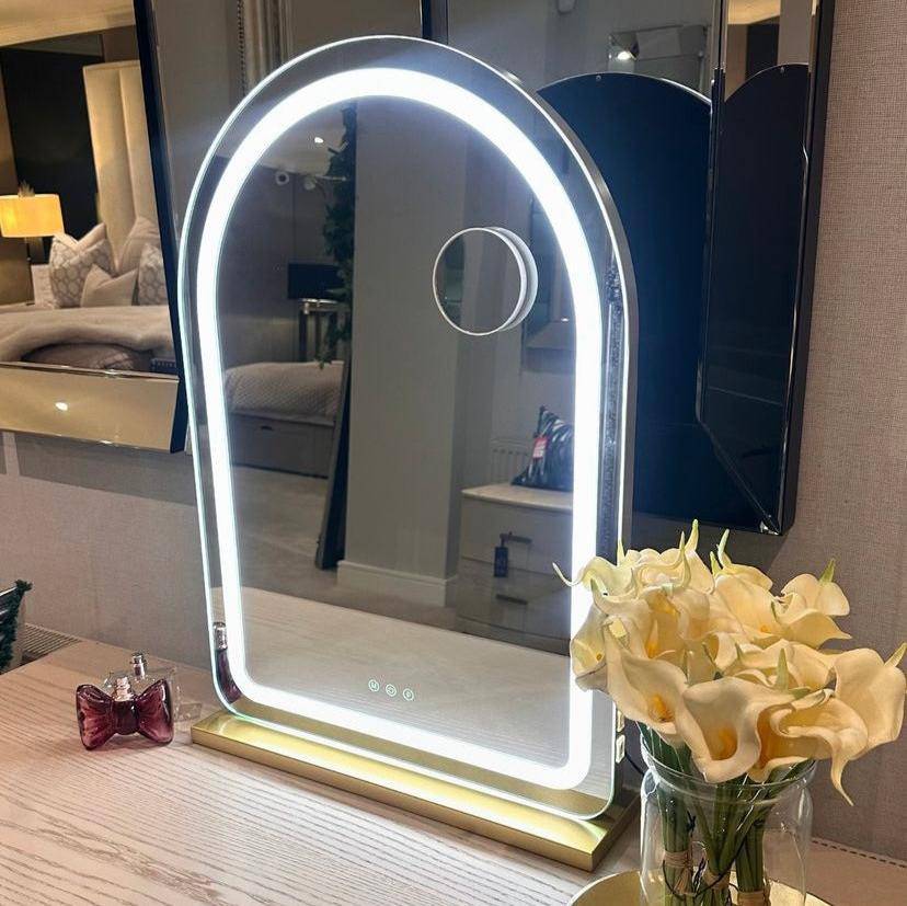 Hollywood arch vanity mirror gold 70 x 50cm - Luxury Interiors