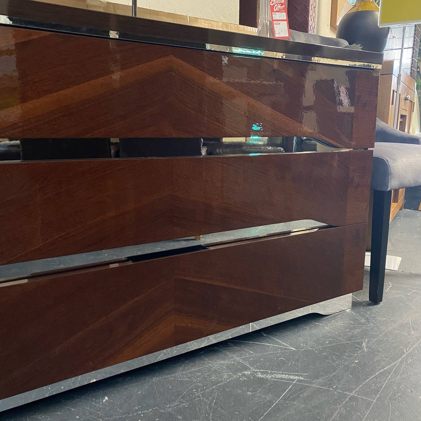 Camel Roma High Gloss Chest & Mirror Set - Luxury Interiors