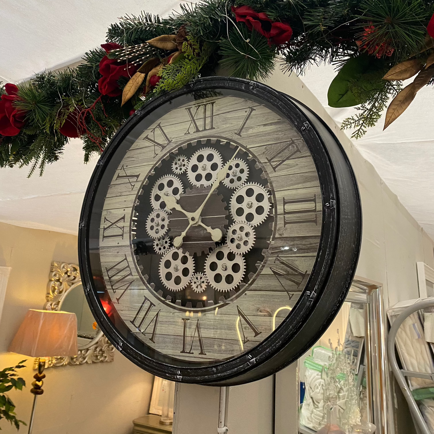 Jana oversize wall clock rustic grey - Luxury Interiors