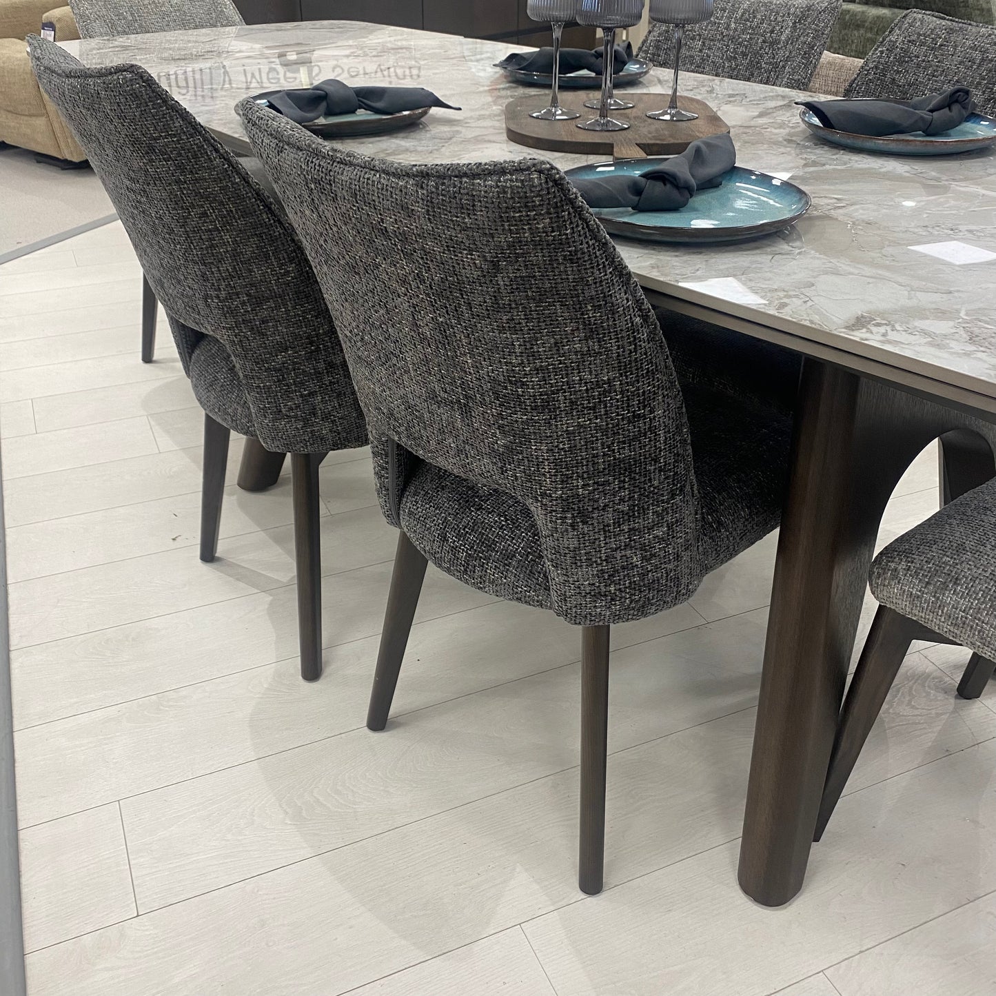 Westwood Chenille Grey Dining Chairs (Pair) - Luxury Interiors