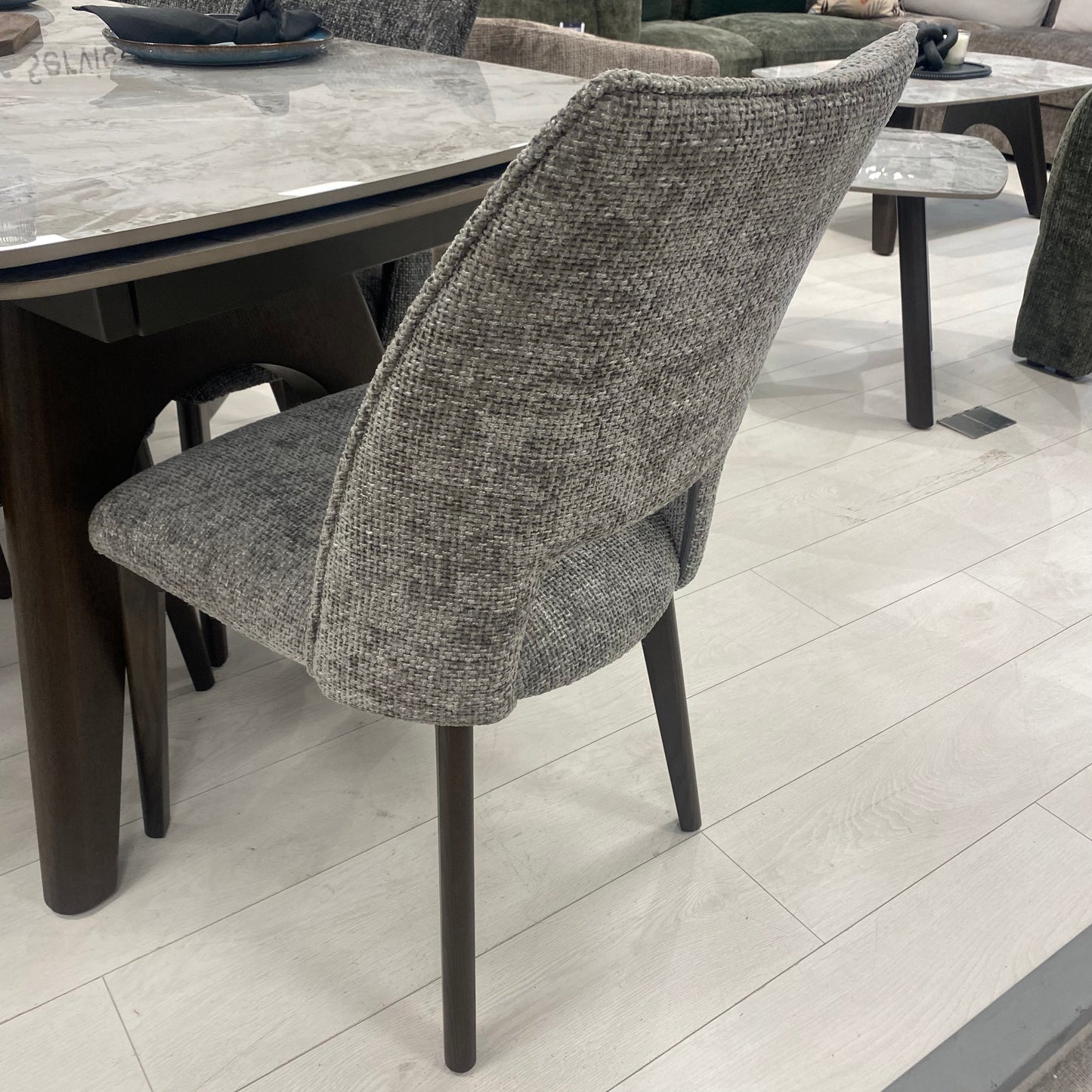 Westwood Chenille Grey Dining Chairs (Pair) - Luxury Interiors