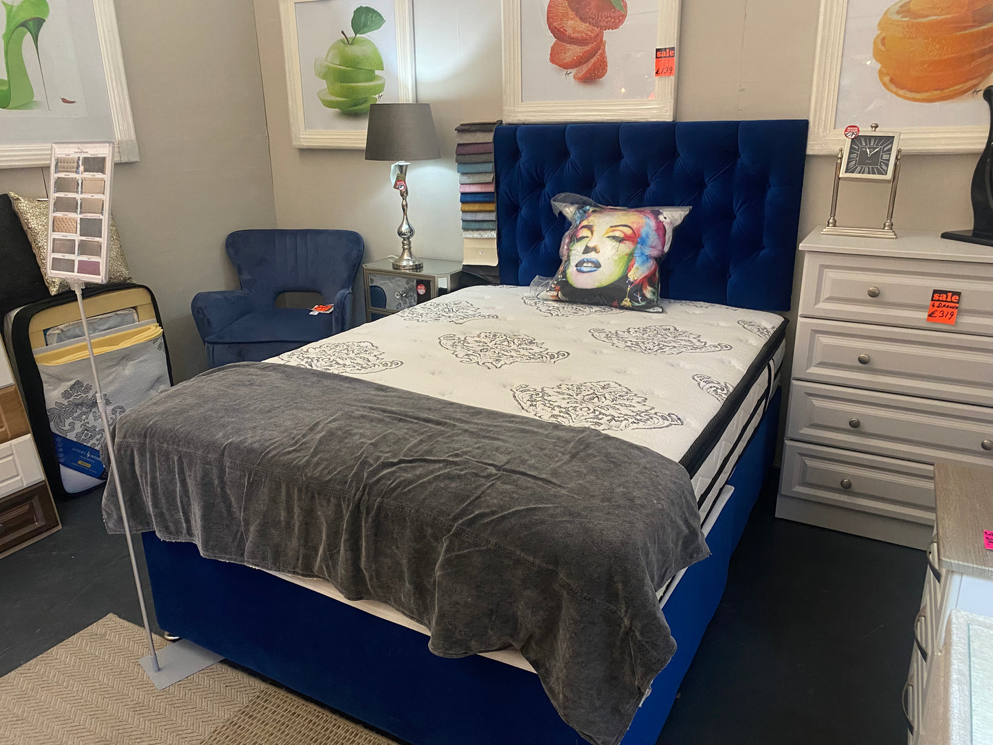 4ft'6 New Crown Mattress + Base + Headboard With FREE Delivery - Luxury Interiors
