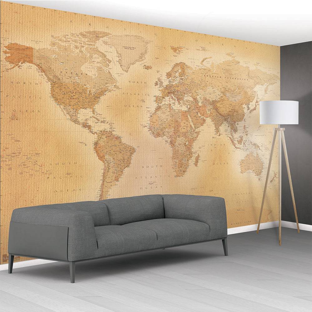 Non Woven Paste The Wall XXL Mural 3.66 X 2.53M Vintage Map - Luxury Interiors