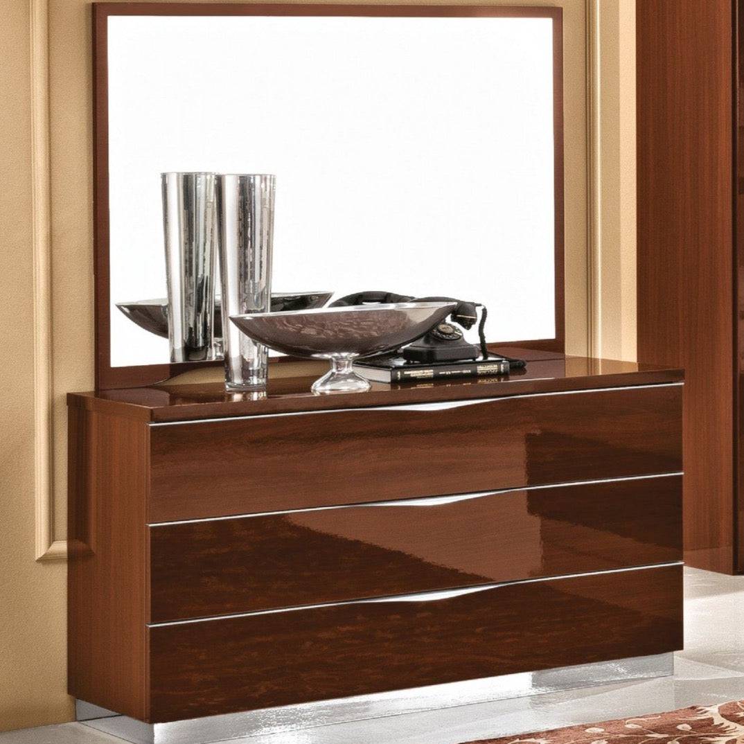 Camel Roma High Gloss Chest & Mirror Set - Luxury Interiors