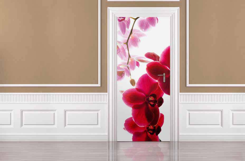 Pink Orchard Door Mural - Luxury Interiors
