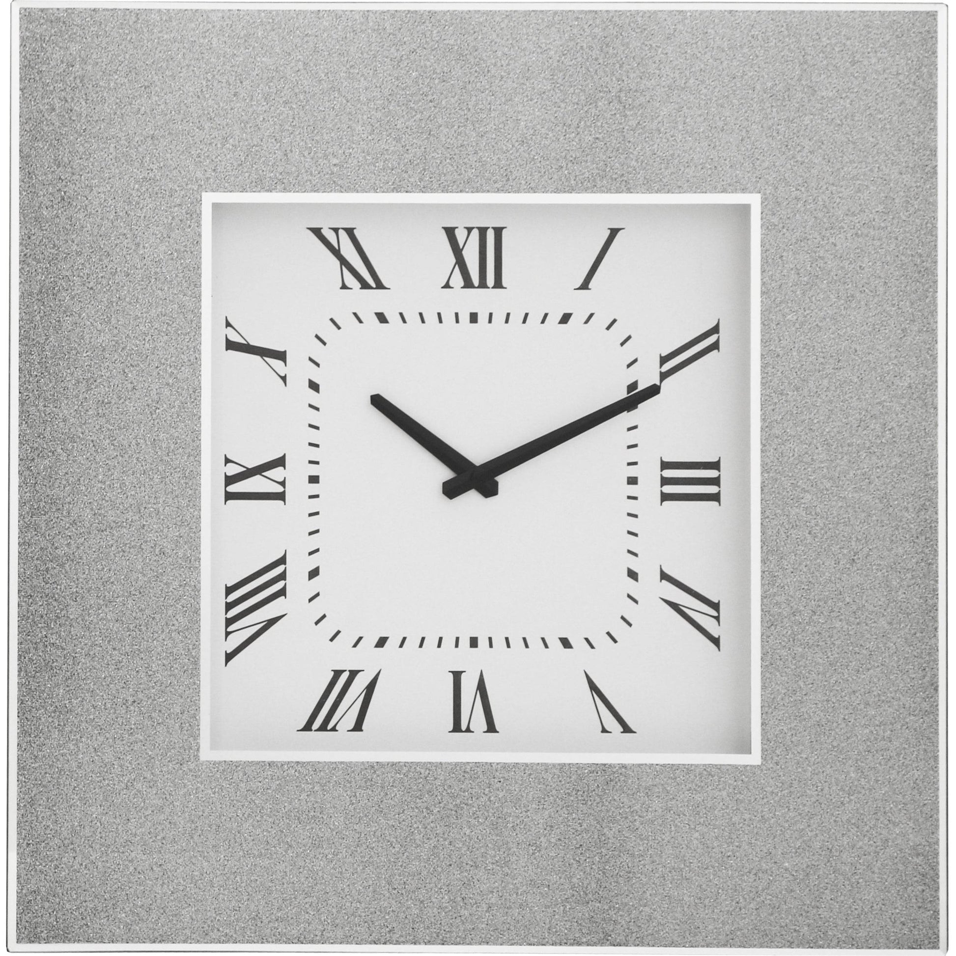 Plain Mirrored Sqaure Clock - Luxury Interiors