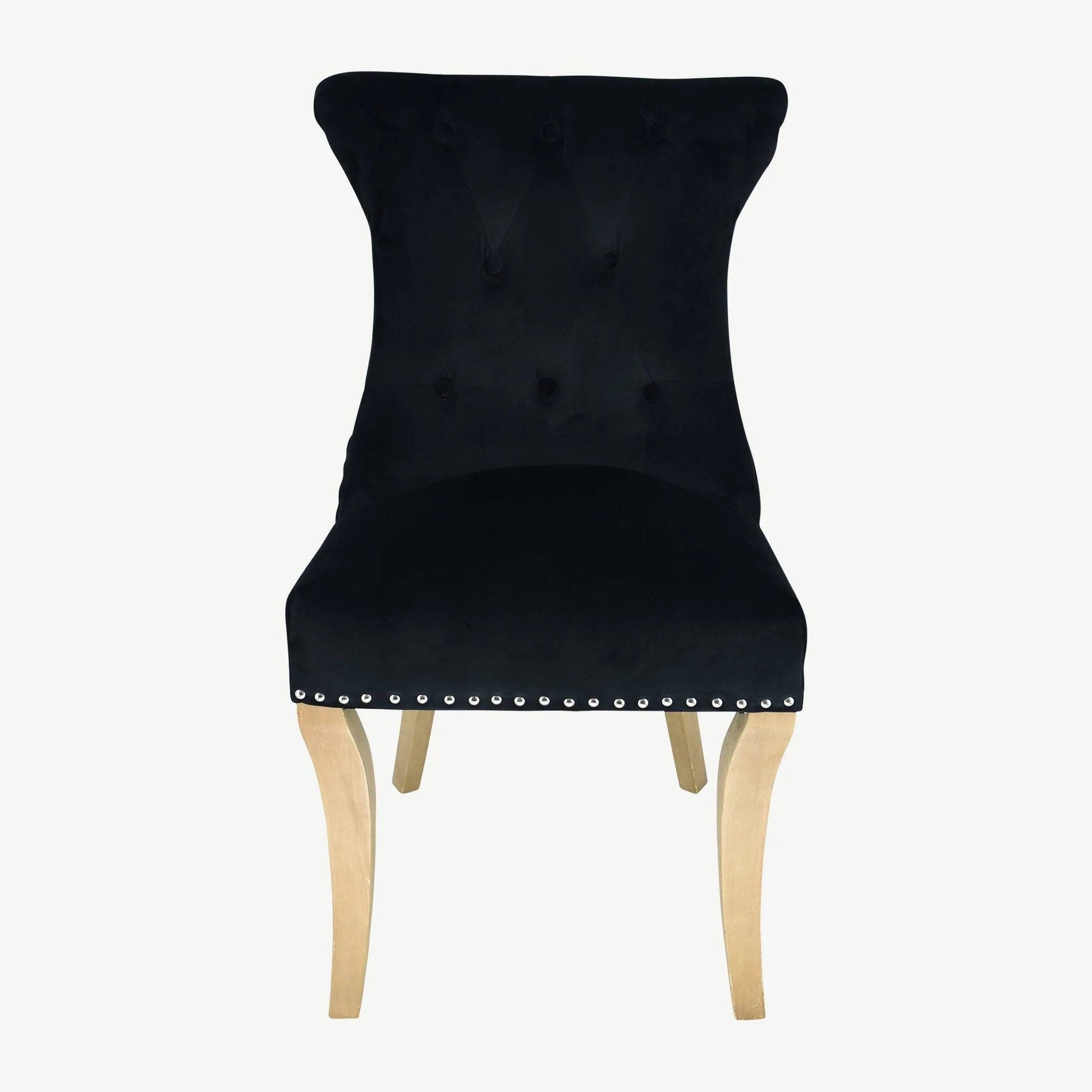 Rochelle Black Velvet Knocker Back Dining Chair (Pair) - Luxury Interiors