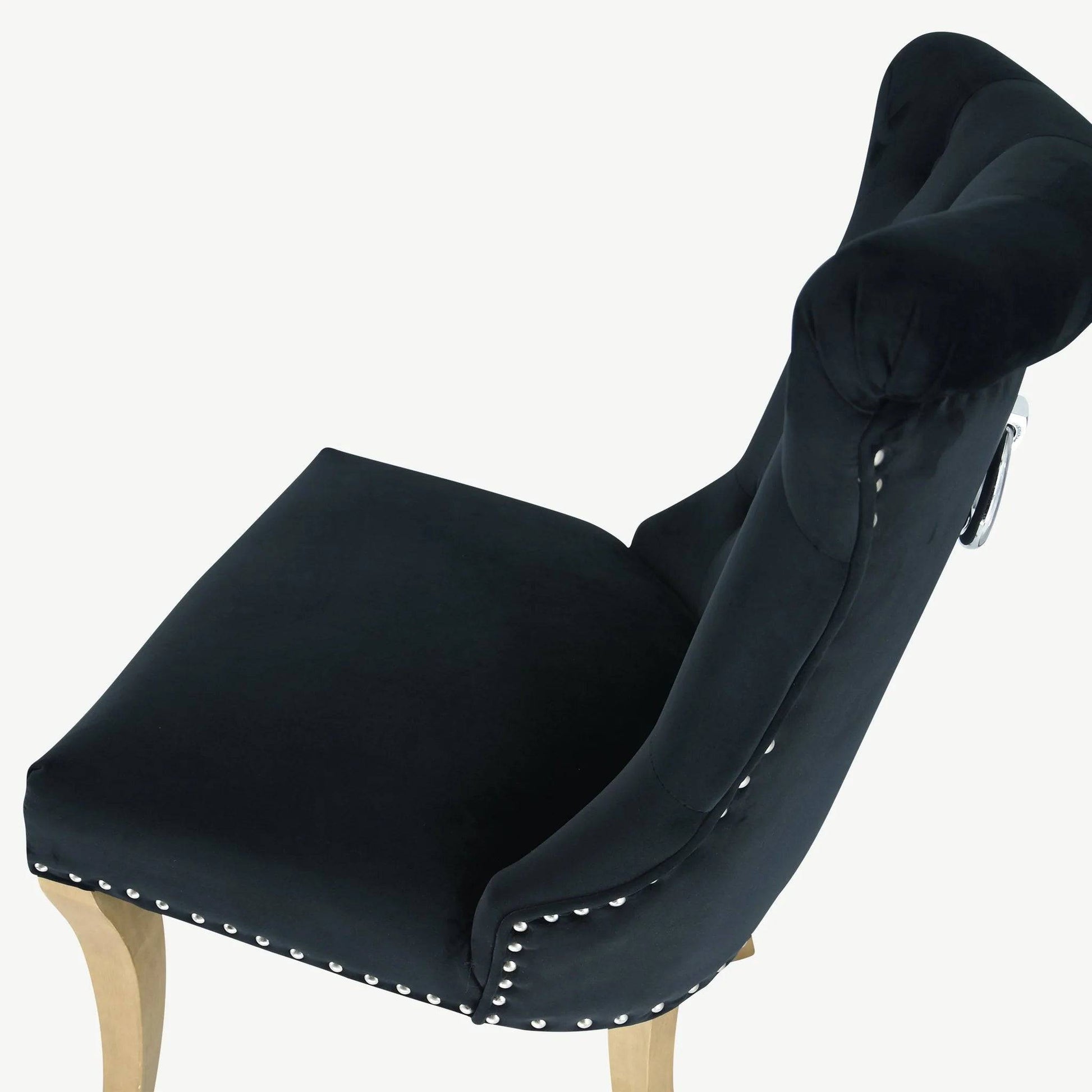 Rochelle Black Velvet Knocker Back Dining Chair (Pair) - Luxury Interiors