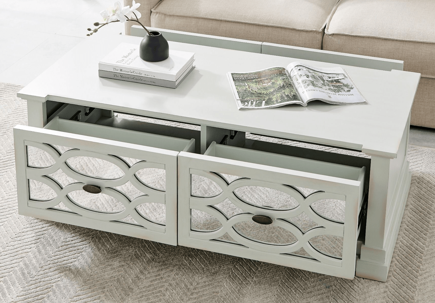 Modena Grey Wash Coffee Table - Luxury Interiors