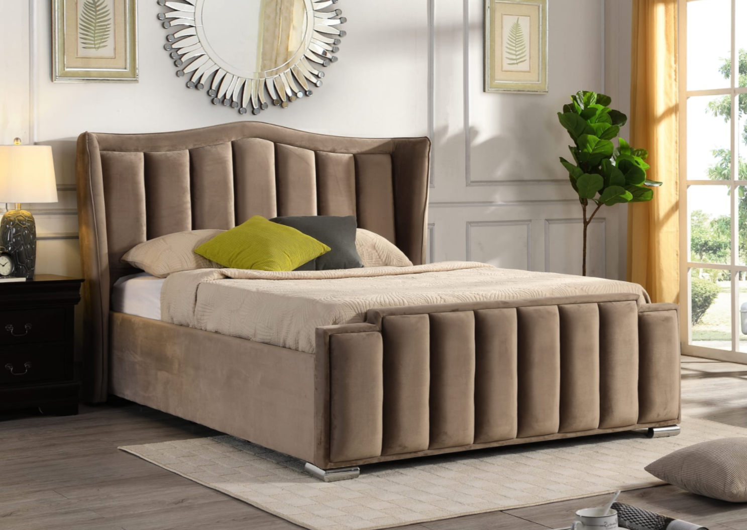 Clara Velvet Ottoman Gaslift Bed - Luxury Interiors
