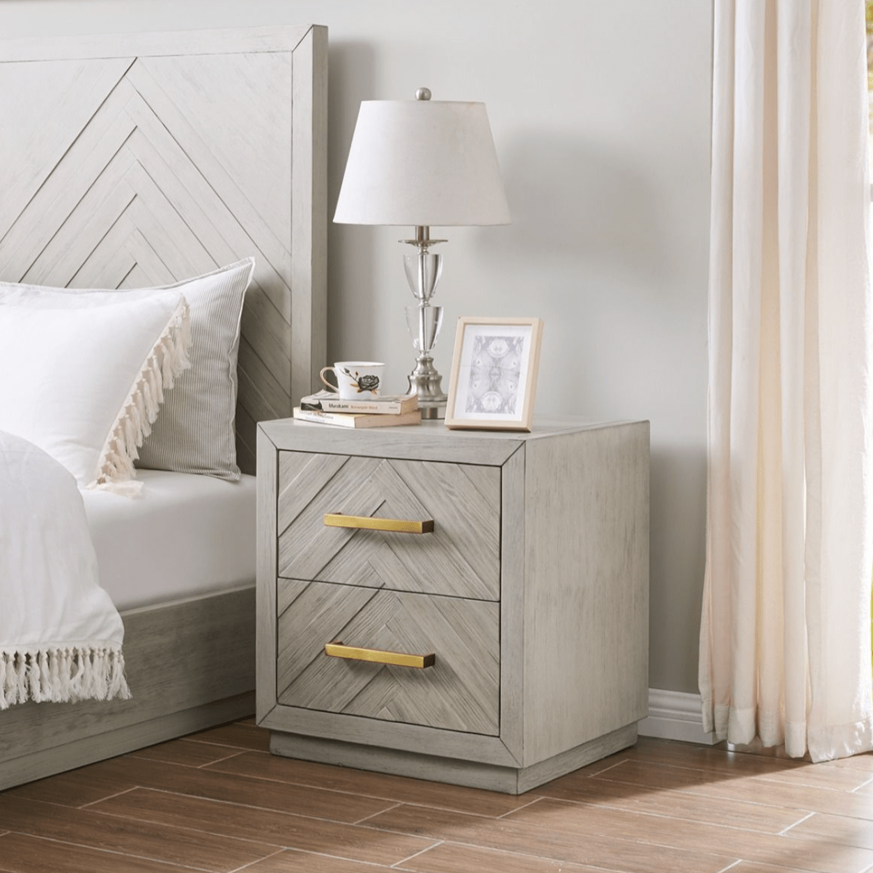 Gilroy 2 Drawer Bedside Table - Luxury Interiors