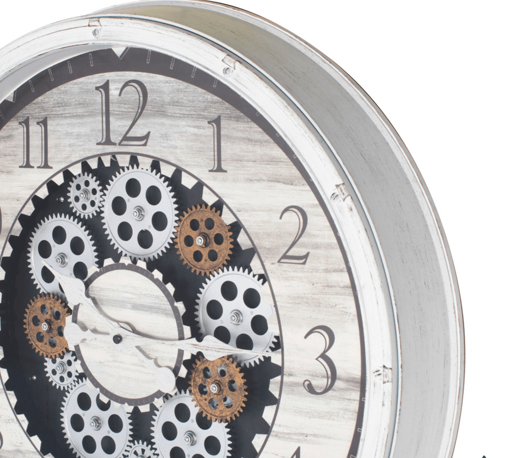 Clockworks gears clock ant white - Luxury Interiors