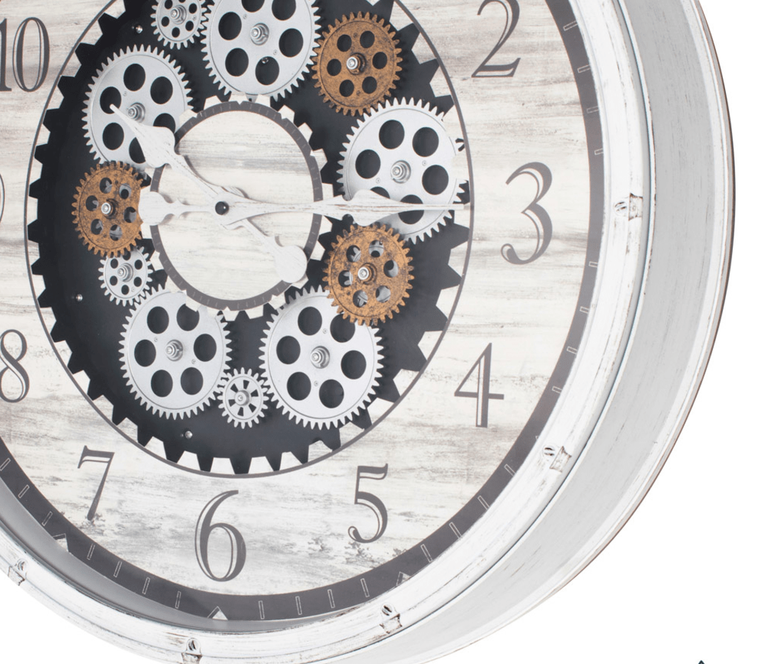 Clockworks gears clock ant white - Luxury Interiors