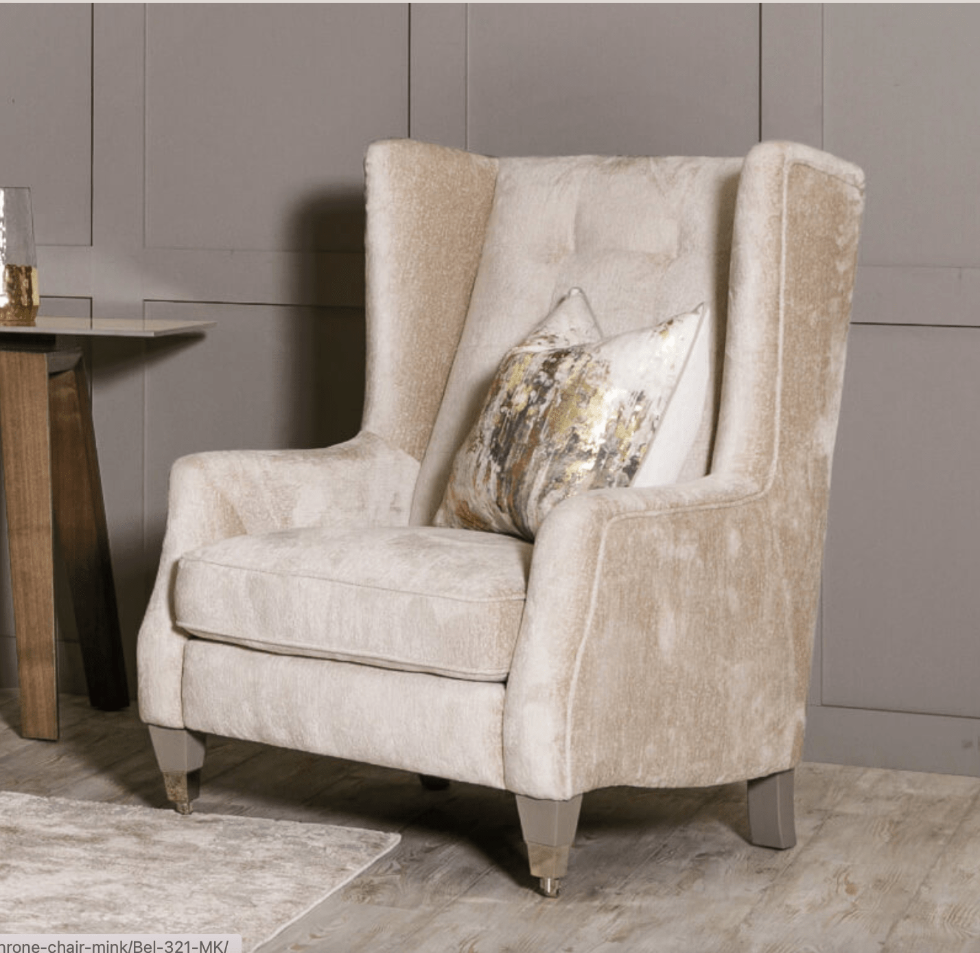 New Belvedere Chenille Throne Armchair - Luxury Interiors