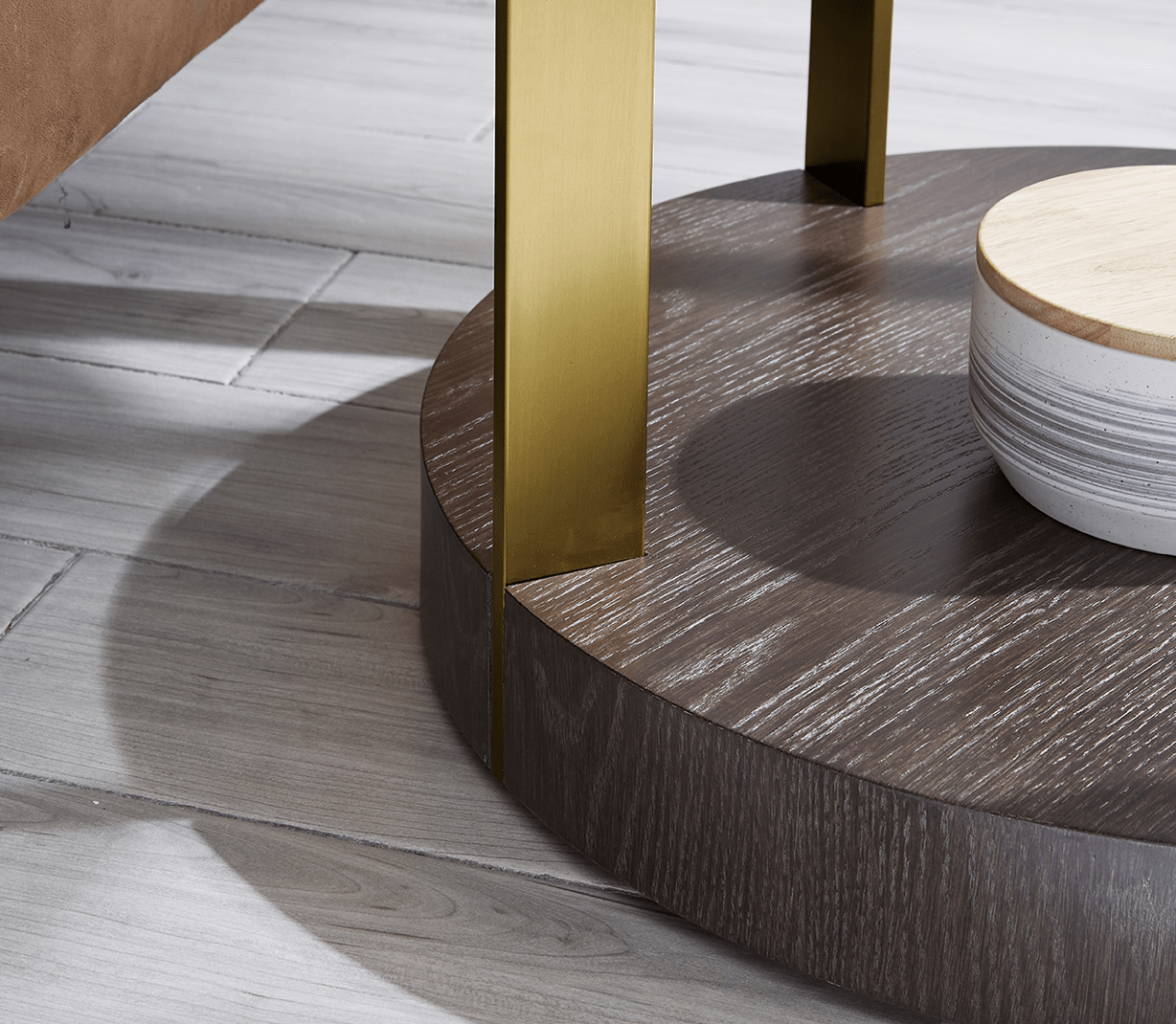 Sanremero Gold & Wood Lamp Table - Luxury Interiors