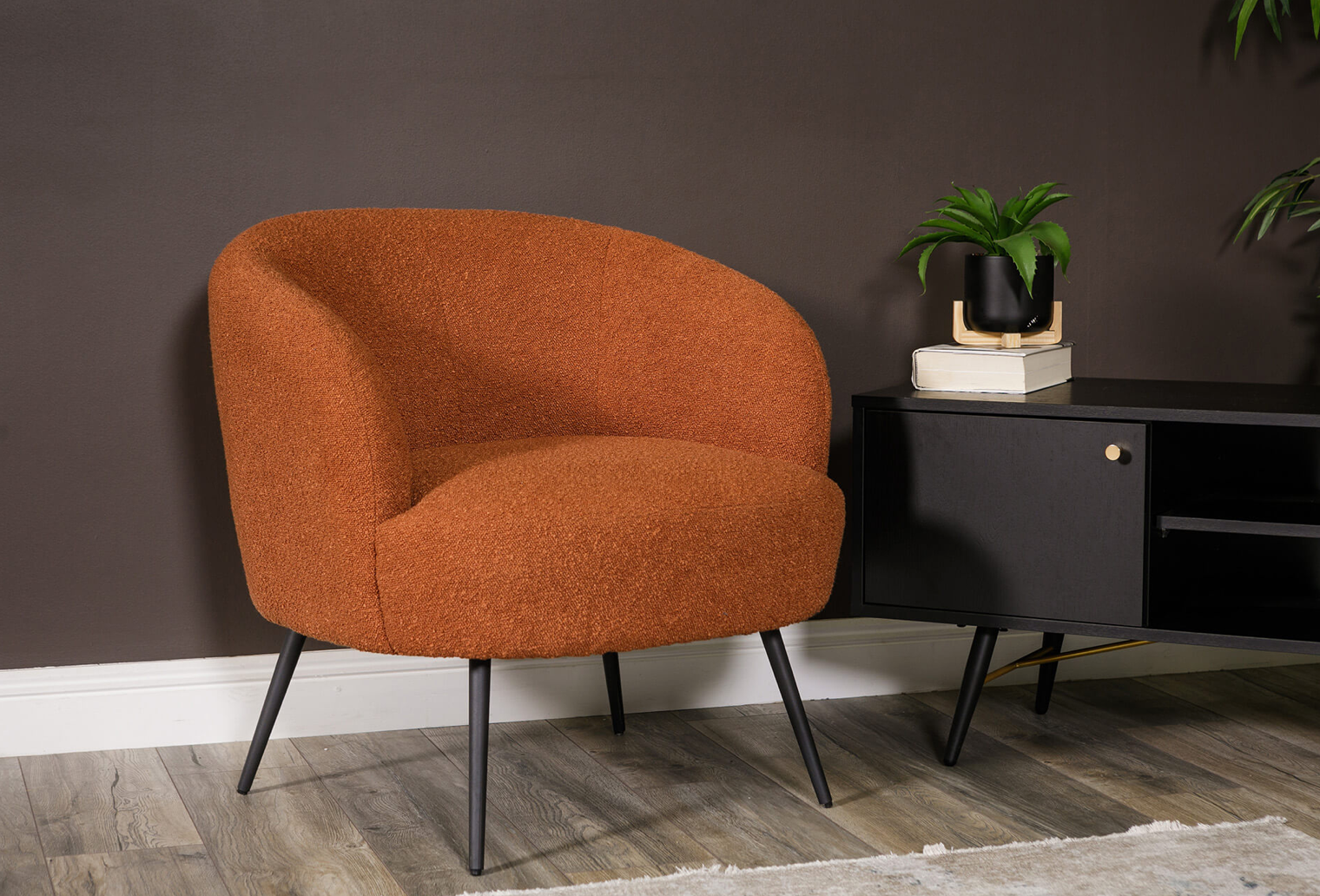 Shelby Boucle Cream/Rust Teddy Chair - Luxury Interiors