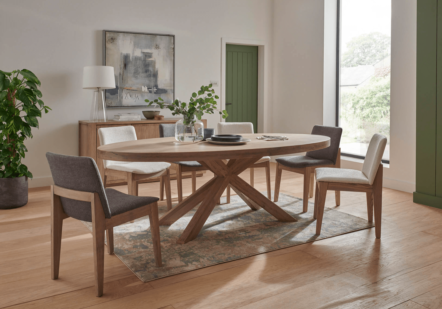 Fabien 2.3m Table Oval Scandinavian Dining Set - Luxury Interiors