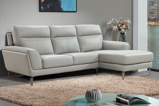 Vitalia Grey or Indigo Corner Leather Sofa - Luxury Interiors