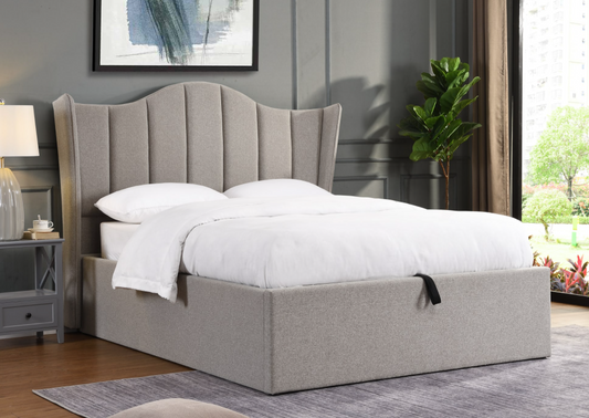Wilson Grey Linen Storage Bed - Luxury Interiors