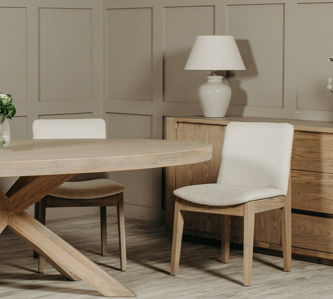 Fabien 2.3m Table Oval Scandinavian Dining Set - Luxury Interiors
