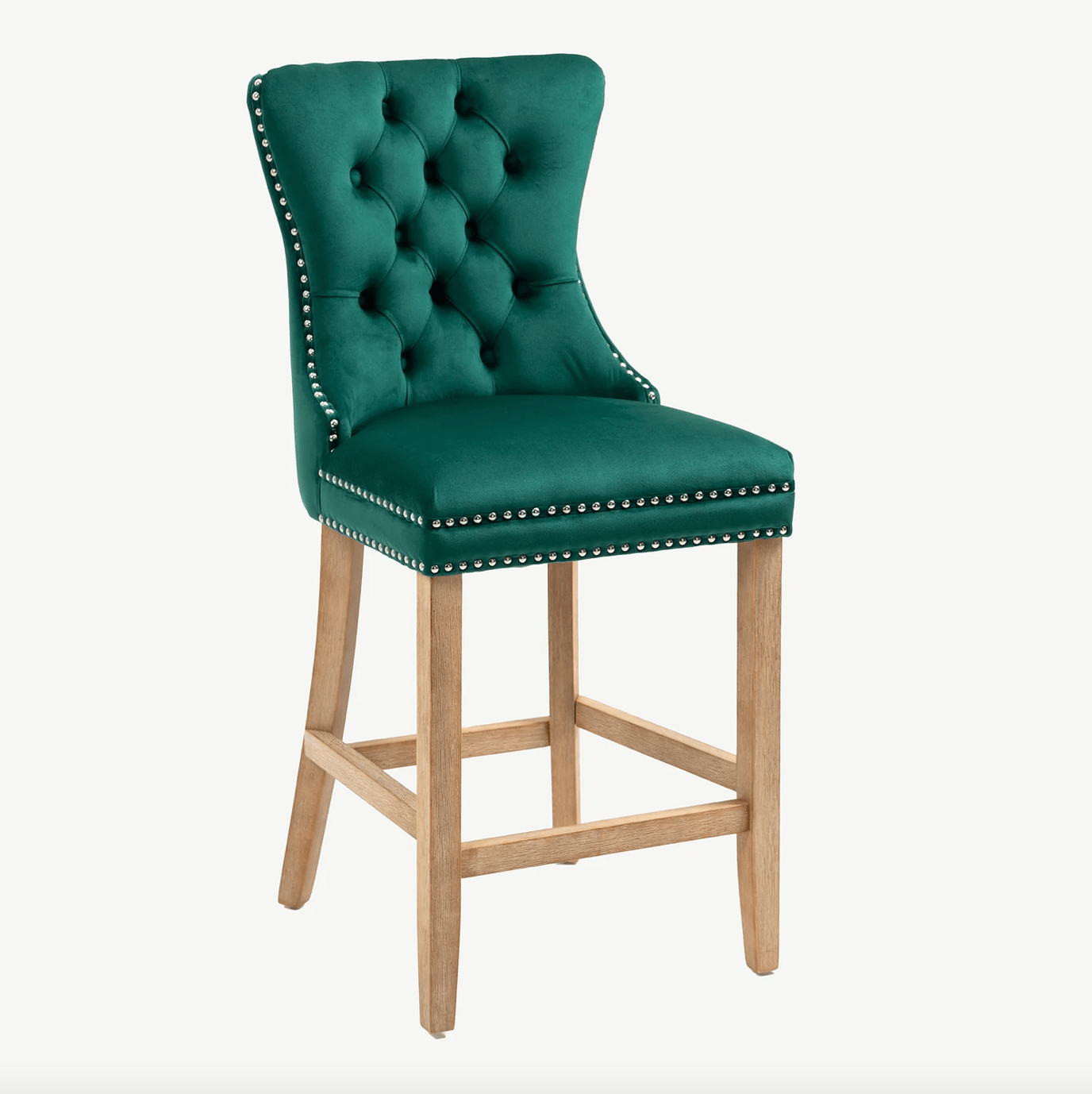 Kacy Green Velvet Counter Stool (PAIR) - Luxury Interiors