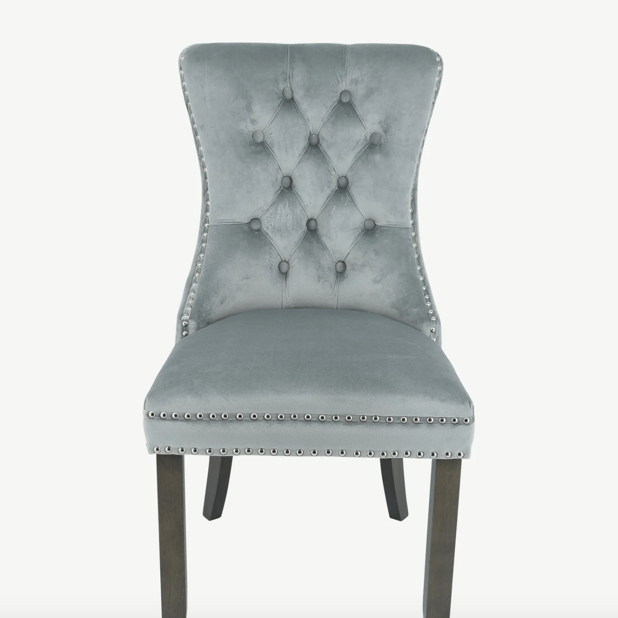 Kacy Button Back Velvet Grey Dining Chairs (Pair) - Luxury Interiors