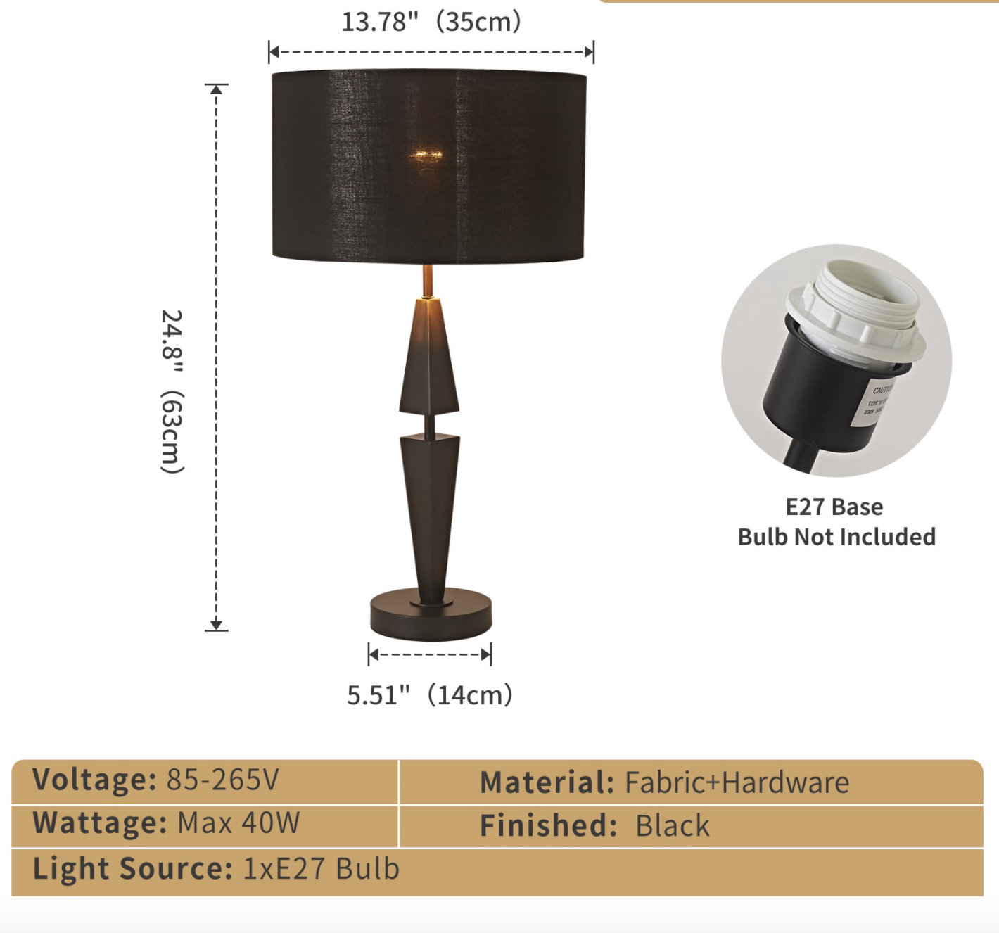 Tina Black Table Lamp - Luxury Interiors
