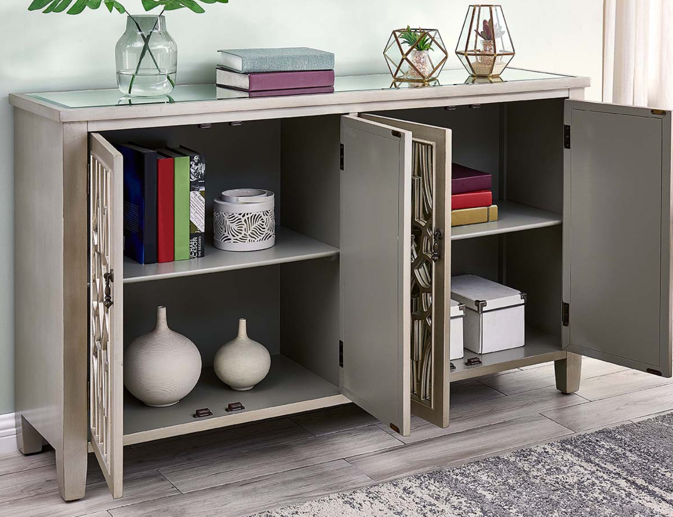Glinda Gold Mirrored Large Sideboard - Luxury Interiors