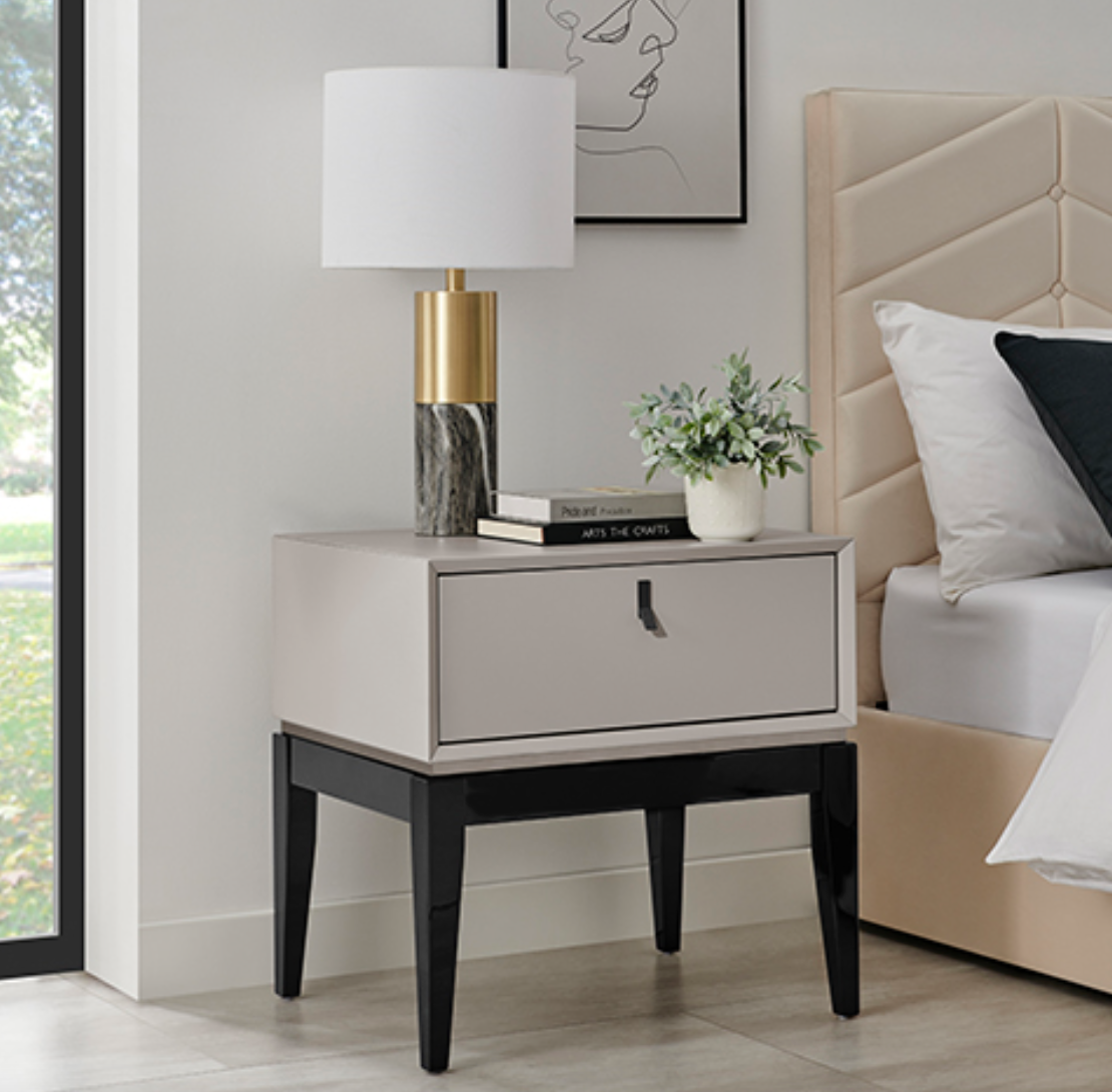Pasadena 1 Drawer End Table - Flannel Grey - Luxury Interiors