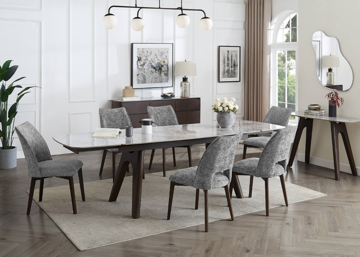 Westwood Chenille Grey Dining Chairs (Pair) - Luxury Interiors