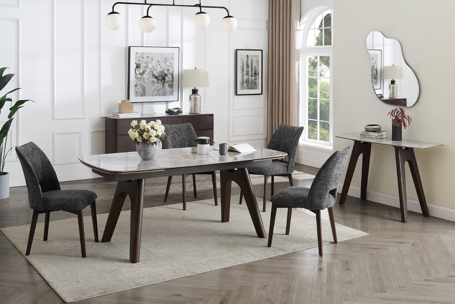 Westwood Chenille Grey Dining Chairs (Pair) - Luxury Interiors