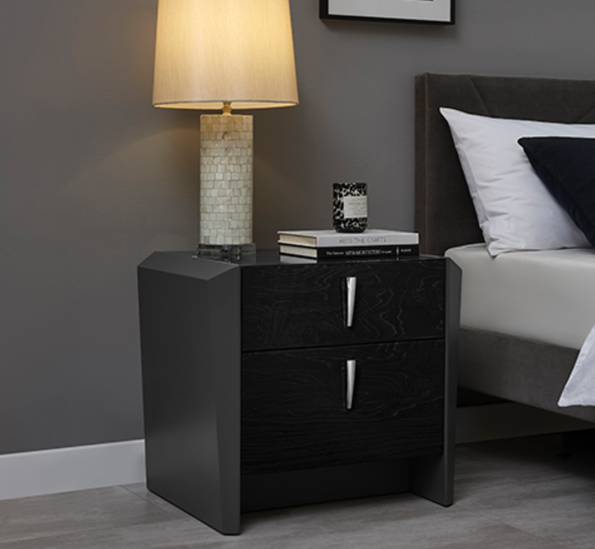 Opal Gossy Modern Bedside Table - Luxury Interiors