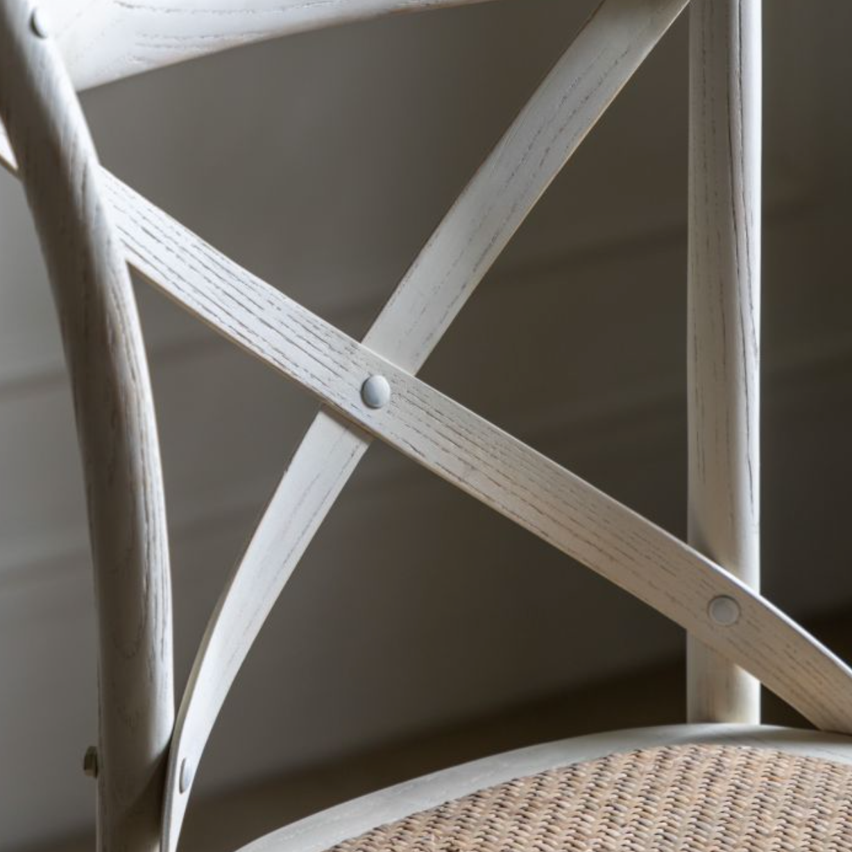 Cafe Stools White/Rattan (PAIR) - Luxury Interiors