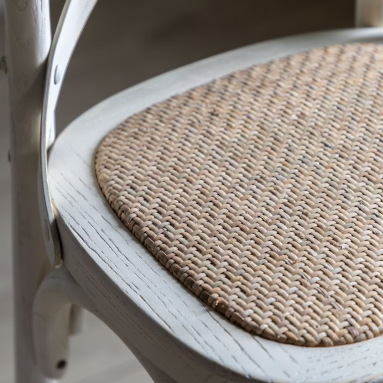 Cafe Stools White/Rattan (PAIR) - Luxury Interiors