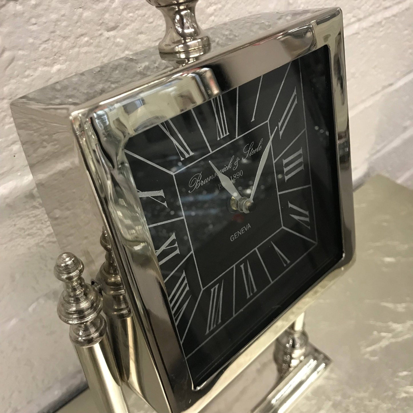 Arianna Swivel Black Nickel Table Clock - Luxury Interiors
