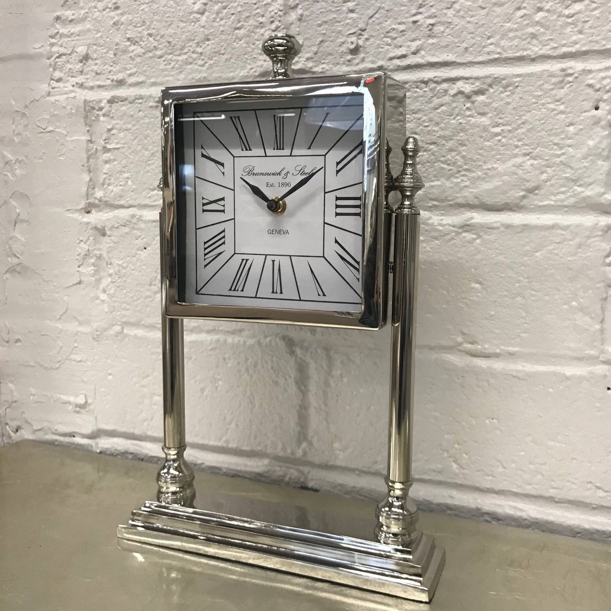 Arianna White Nickel Table Clock - Luxury Interiors
