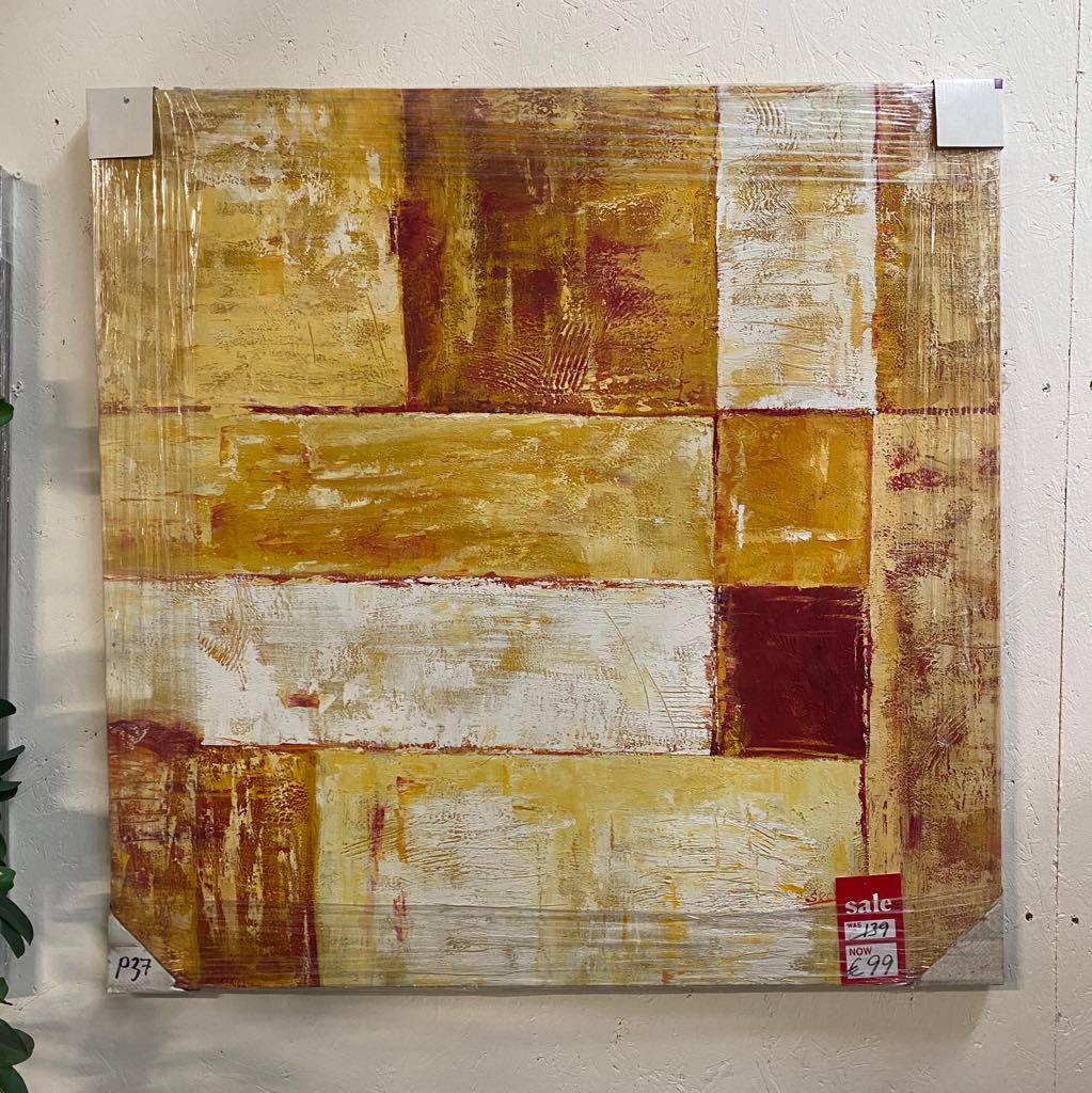 Burnt Umber Geo Canvas Painting