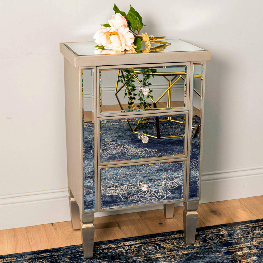 Reflections Mirrored 3 Drawer Straight Leg Locker - Luxury Interiors