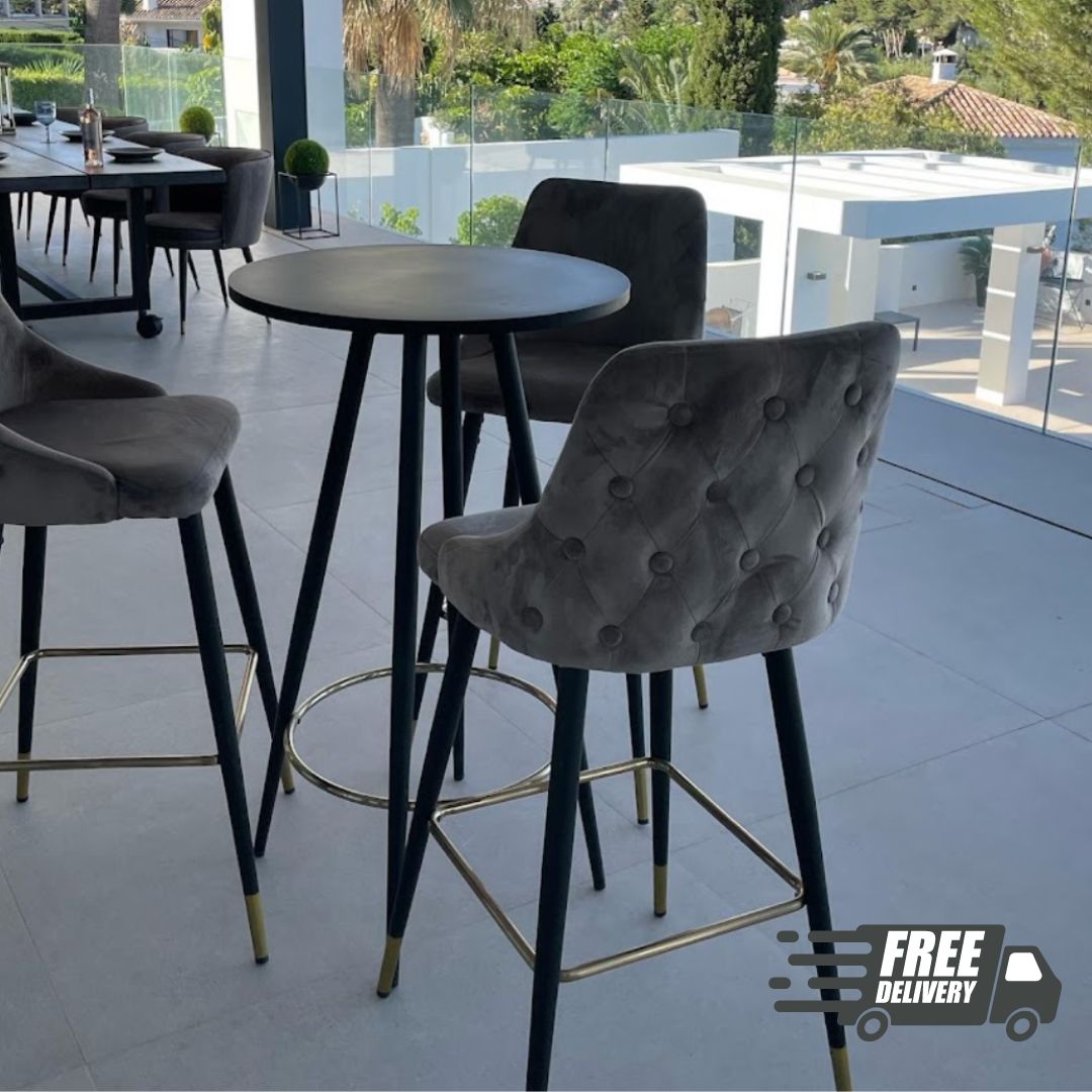 Ava Grey Bar Stools (FREE delivery) - Luxury Interiors