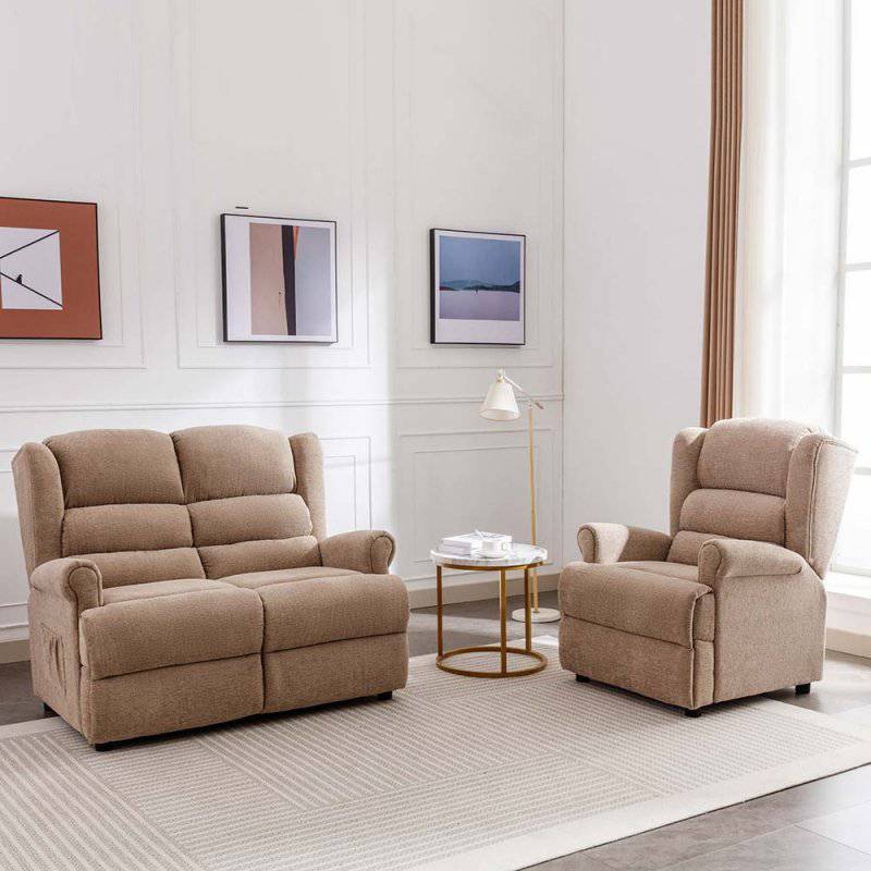 Ember Oatmeal QueenAnne Fabric Fireside Armchair - Luxury Interiors