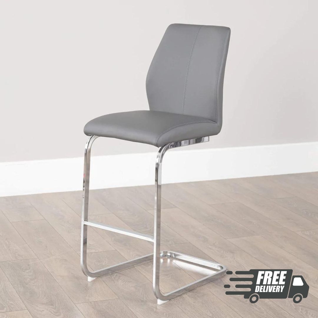 Elis Chrome Leg Bar Stools (pair) - Luxury Interiors