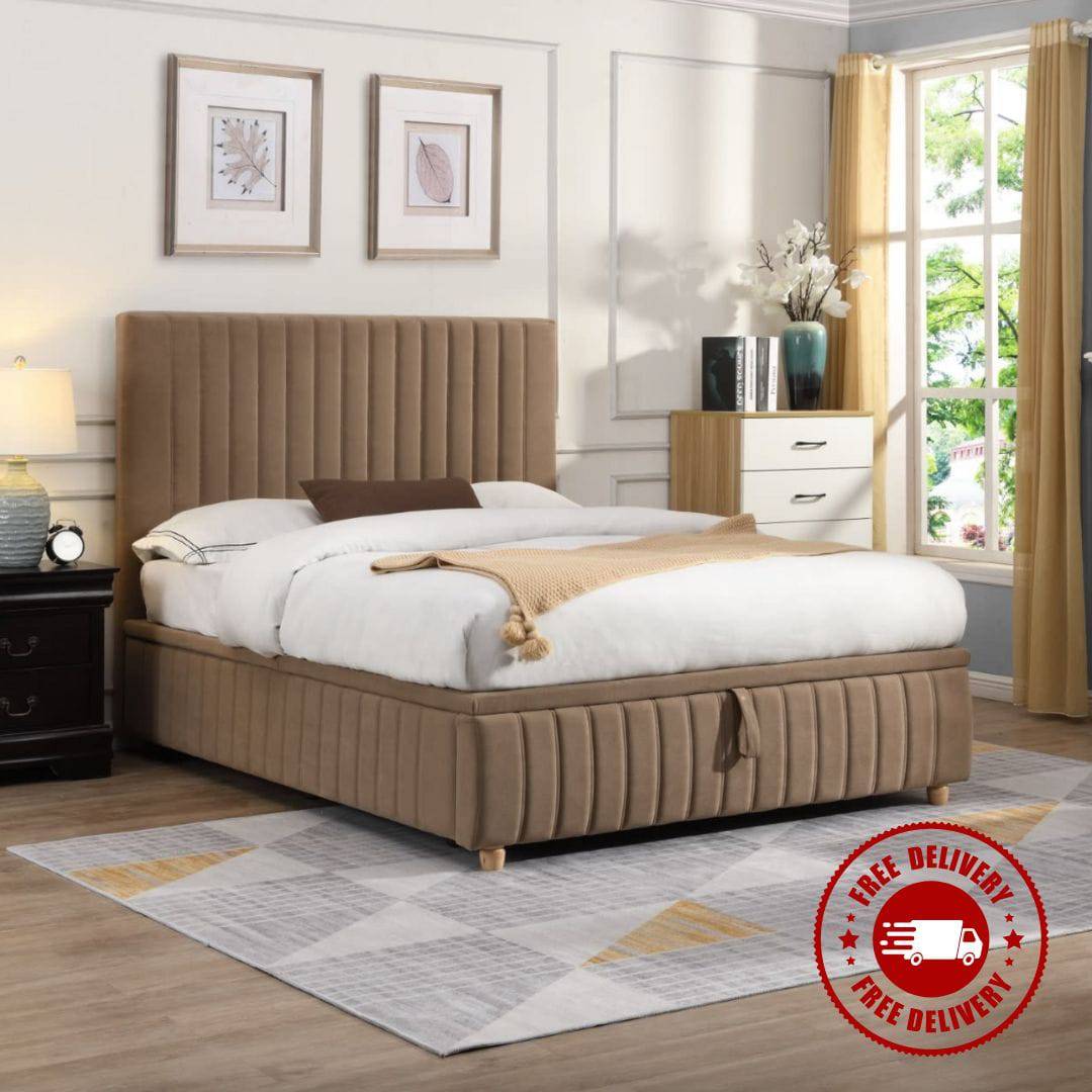 Kerry Beige Gas Lift Storage Bed (FREE DELIVERY )